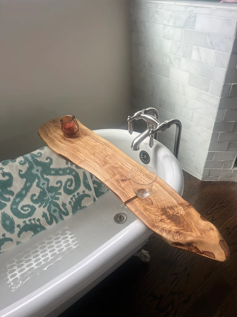 custom wood bath tray
