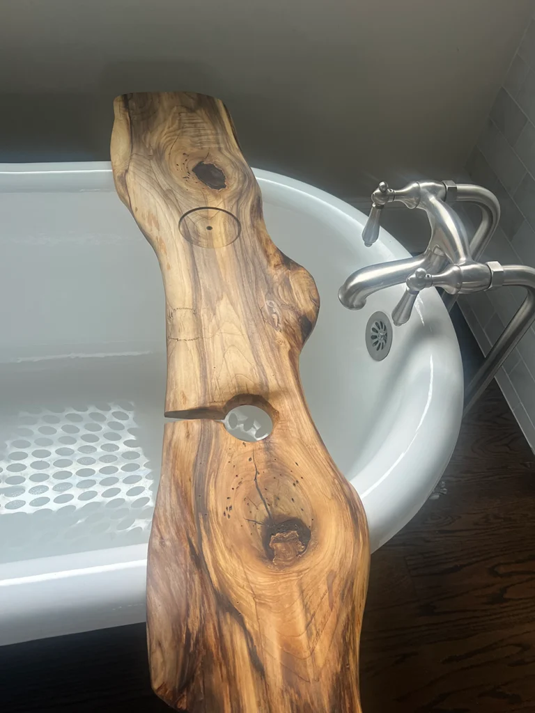 custom wood bath tray